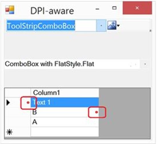 . The red boxes with the dot in the middle shows where the table would allow for the user to click and drag for the resizing of the column